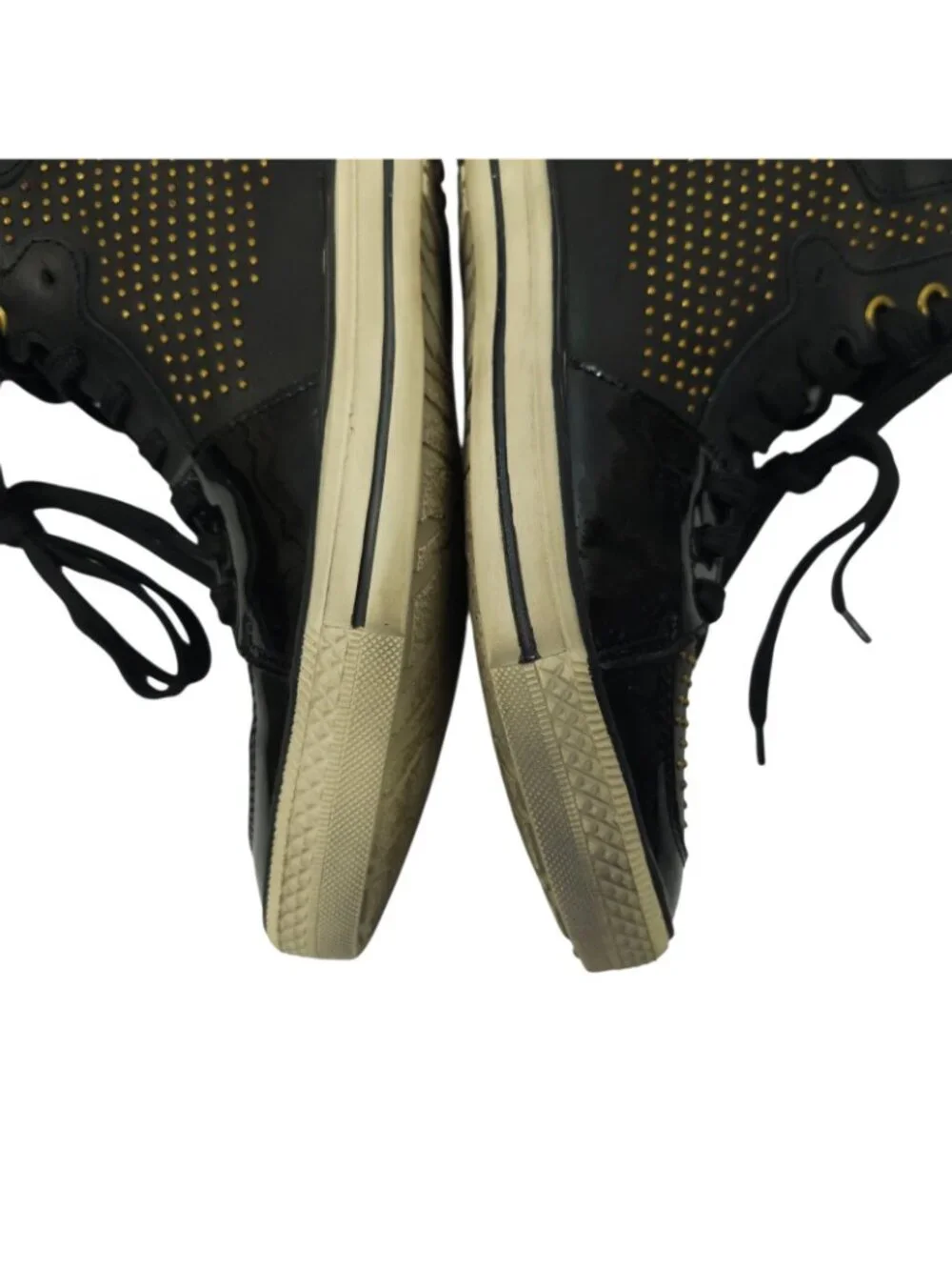 Steven by Steve Madden Dougiee High Top Sneaker 9 Studded Black Patent Punk Goth